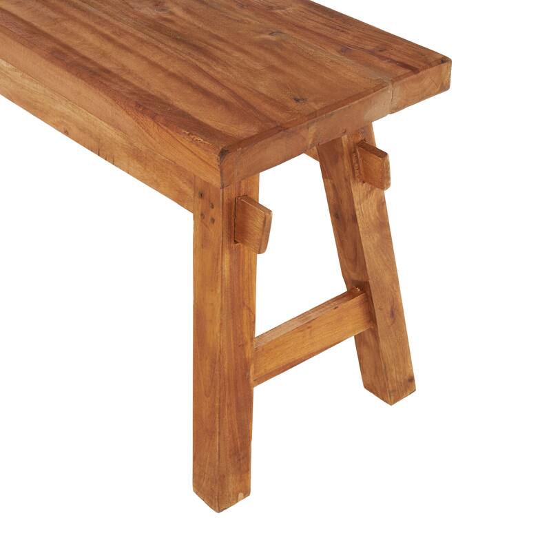 Brown Reclaimed Wood Handmade Distressed Bench with High Trestle Legs