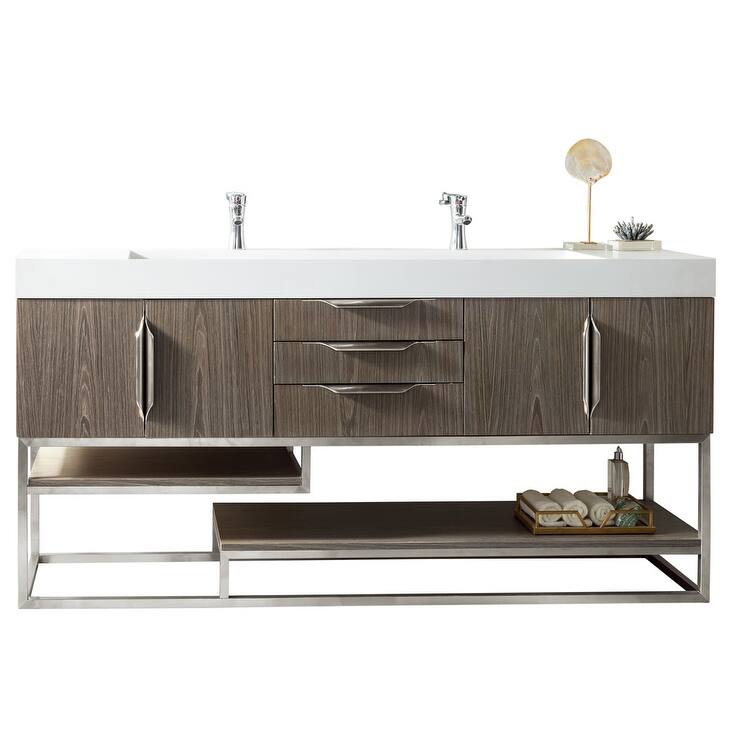 James Martin Vanities 983-V72D-R-BN-GW Columbia 72" Free Standing - Ash Gray