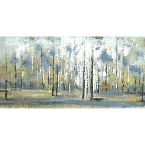 ArtMaison Canada. 'Sky Branches' Abstract Canvas Wall Art Print Gallery Wrapped Green Teal White