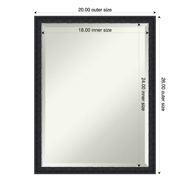 Bethany Beveled Wood Framed Wall Mirror - 20 x 26 in - Bethany Black