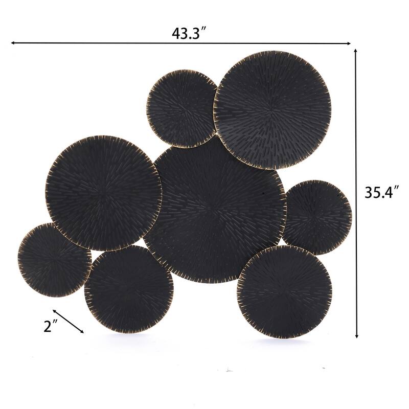 Abstract Black with Gold Large Metal Wall Art Decor