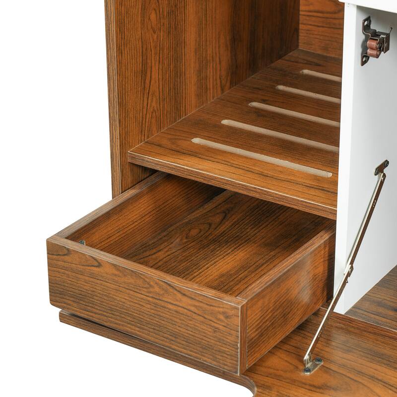 Roomfitters 2-Piece Modern 2 in 1 Cat Furniture Set, Cat Litter Box Enclosure Side Table with Storage Cat House