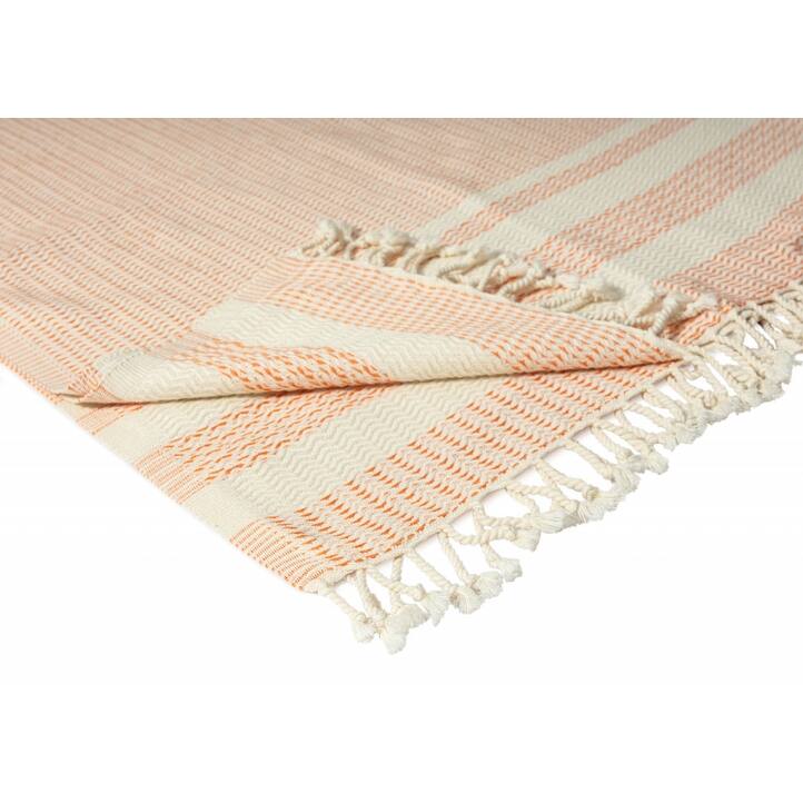 50" X 60" Orange Woven Cotton Striped Throw Blanket with Fringe