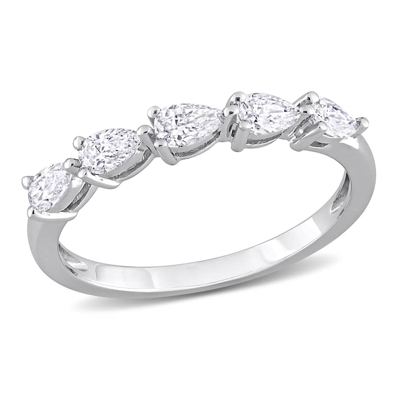 Miadora 1/2ct TDW Pear Shape Diamond Semi-Eternity Ring in 14k White Gold