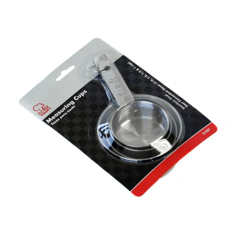 Chef Craft 4-Piece Stainless Steel Measuring Spoon Set - 1/4, 1/3, 1/2, and 1 Cup