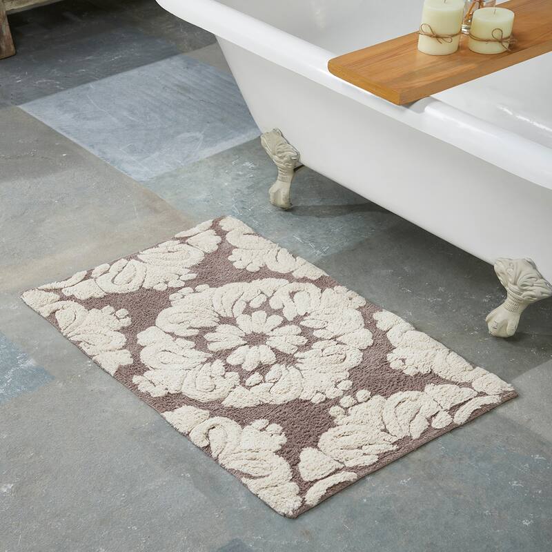 Better Trends Medallion Collection 100% Cotton 4-Pc Set Bathroom Rugs-Soft & Super Absorbent, Non-Skid Latex, Machine Washable