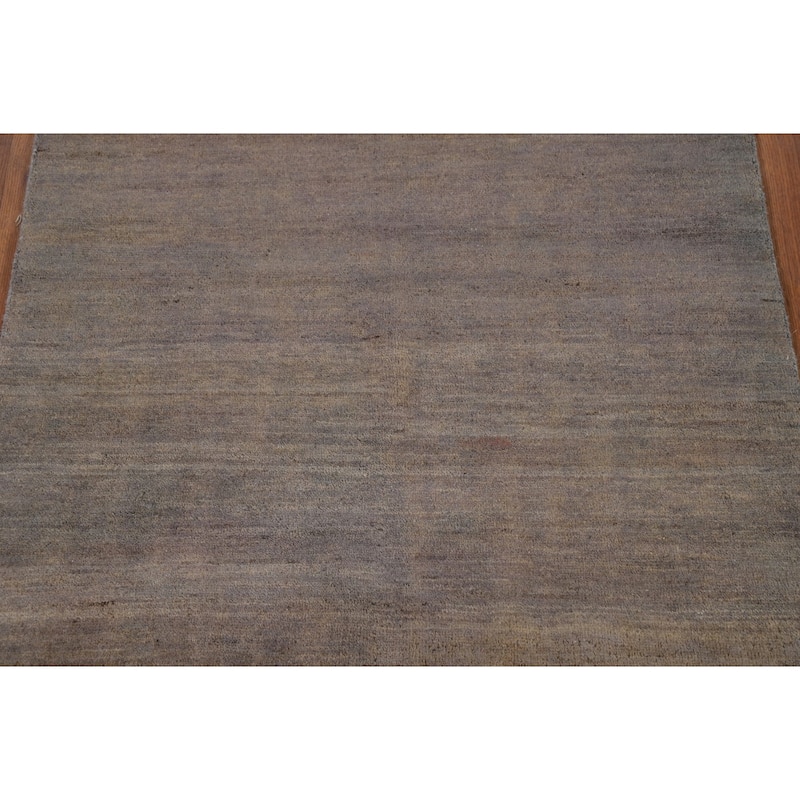 Modern Gabbeh Foyer Rug Handmade Grey Wool Carpet - 3'3"x 4'10"