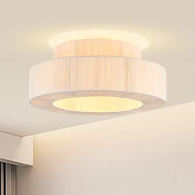 Maxax 1 - Light Raffia Dimmable Metal Drum Flush Mount