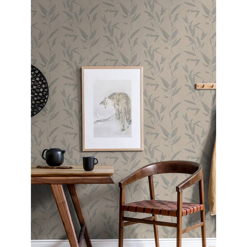 Advantage Kaiya Grey Leaves Wallpaper - 20.9in x 396in x 0.025in - 20.9in x 396in x 0.025in