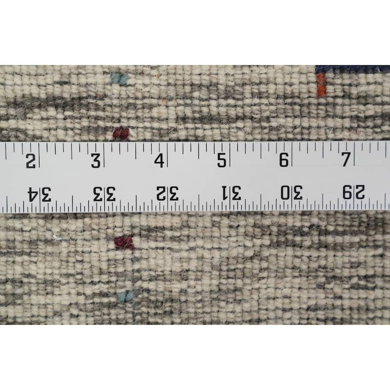 Hand Knotted Oriental 100% Wool Carpet Tribal Animal Pictorial Beige & Ivories Gabbeh Runner Rug - 8' 10'' X 2' 6''
