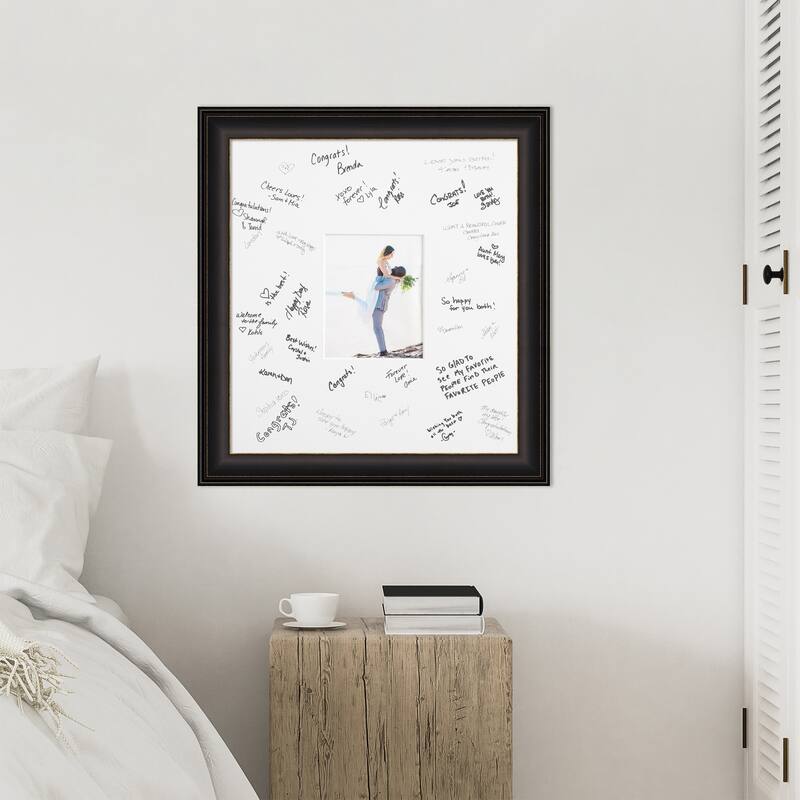 Trio Signature Mat Picture Frame - Autograph Photo Frame Guest Book Alternative for Weddings, Graduations, or Retirement