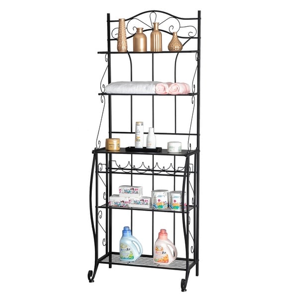 Best choice products multiuse 5 tier black metal kitchen outlet bakers rack