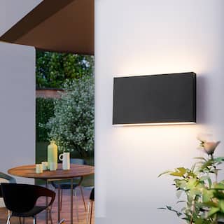 9.8"W Outdoor Rectangular Integrated LED Wall Sconce - 5.5-in H x 9.8-in W x 1.8-in D