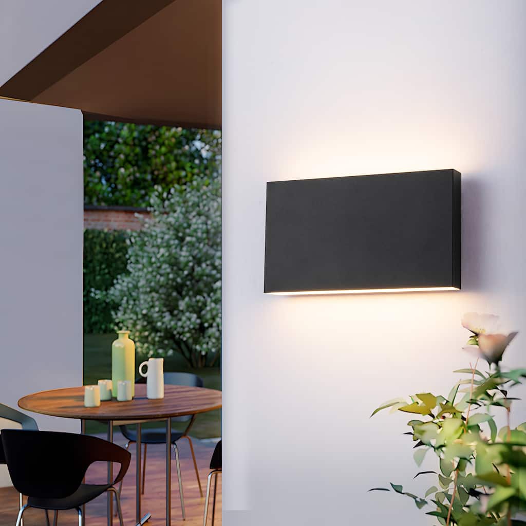 9.8"W Outdoor Rectangular Integrated LED Wall Sconce - 5.5-in H x 9.8-in W x 1.8-in D
