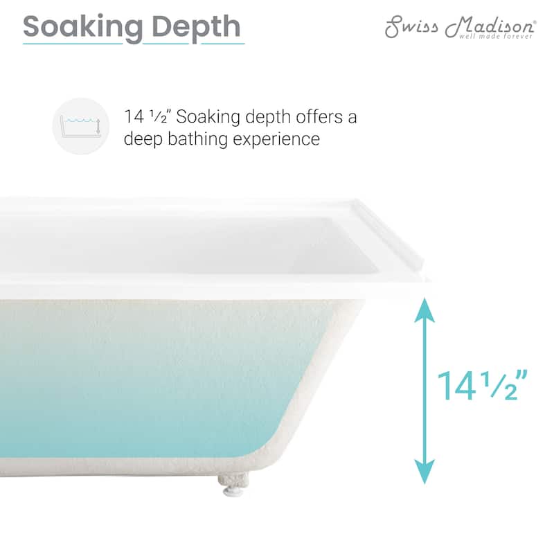 Voltaire 54 in x 30 in Acrylic Glossy White, Alcove, Integral Bathtub