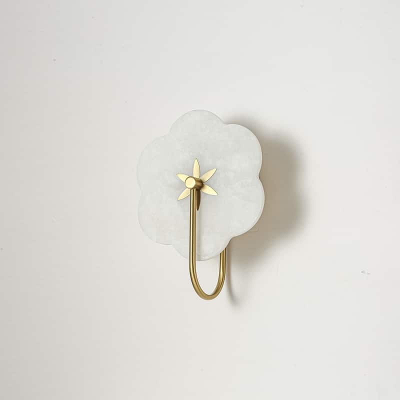 8.9" W Elegant Flower-Shaped Marble Integrated LED Vanity Wall Sconce with Brushed Gold Finish for Bathroom, Bedroom