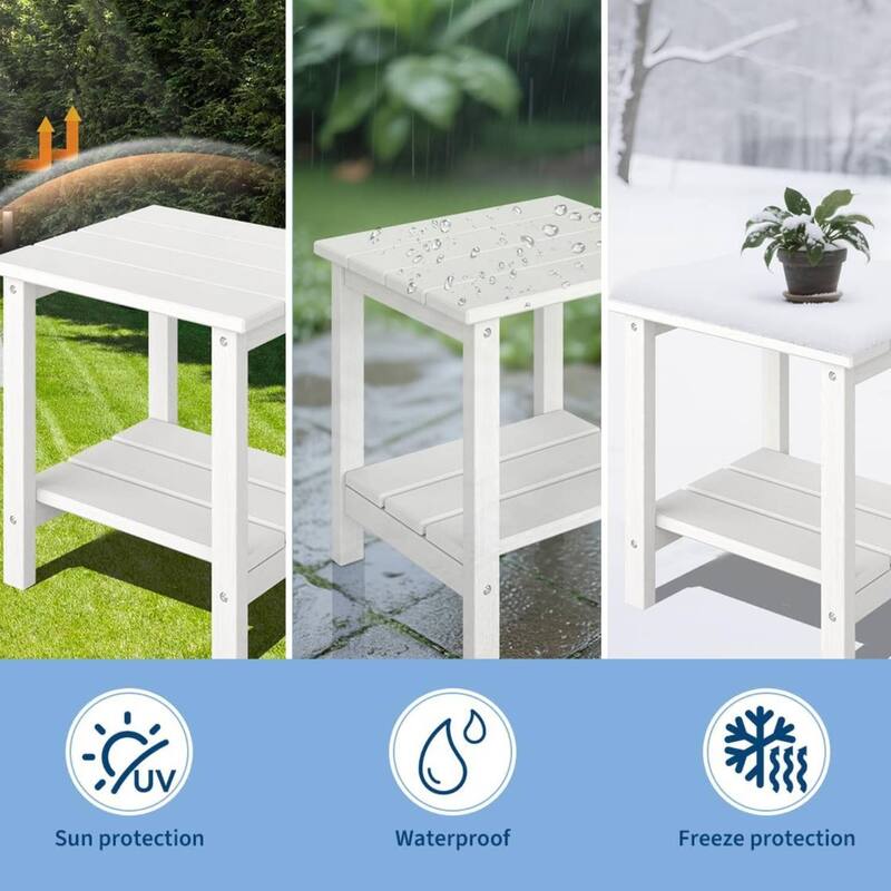 18 x 15 inch Adirondack Outdoor Patio Side Table, End Table for Patio Pool Deck - N/A