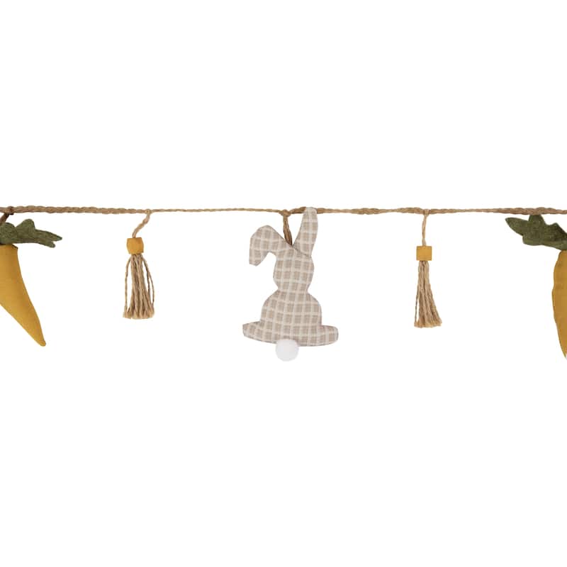 Plush Rabbit and Carrot Twine Easter Garland -3.5'