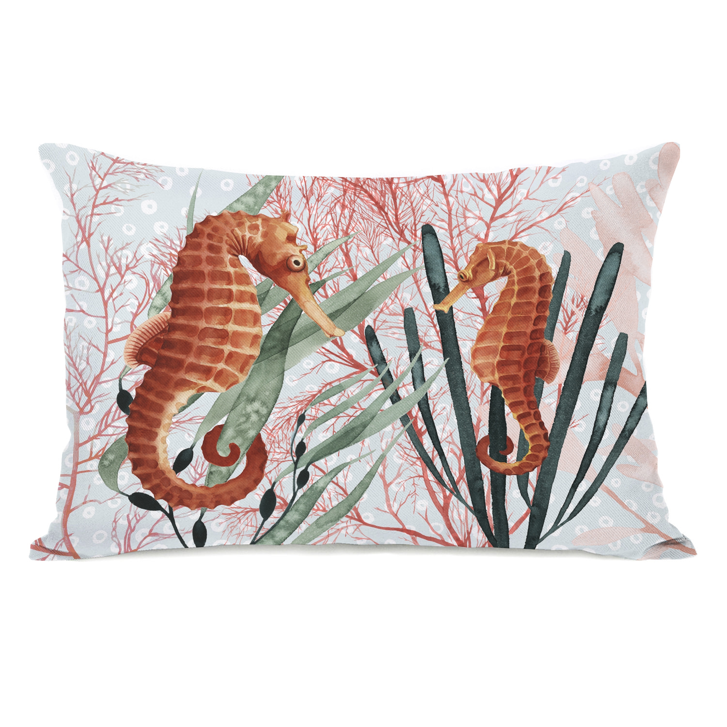 Seahorse 2025 coral pillow