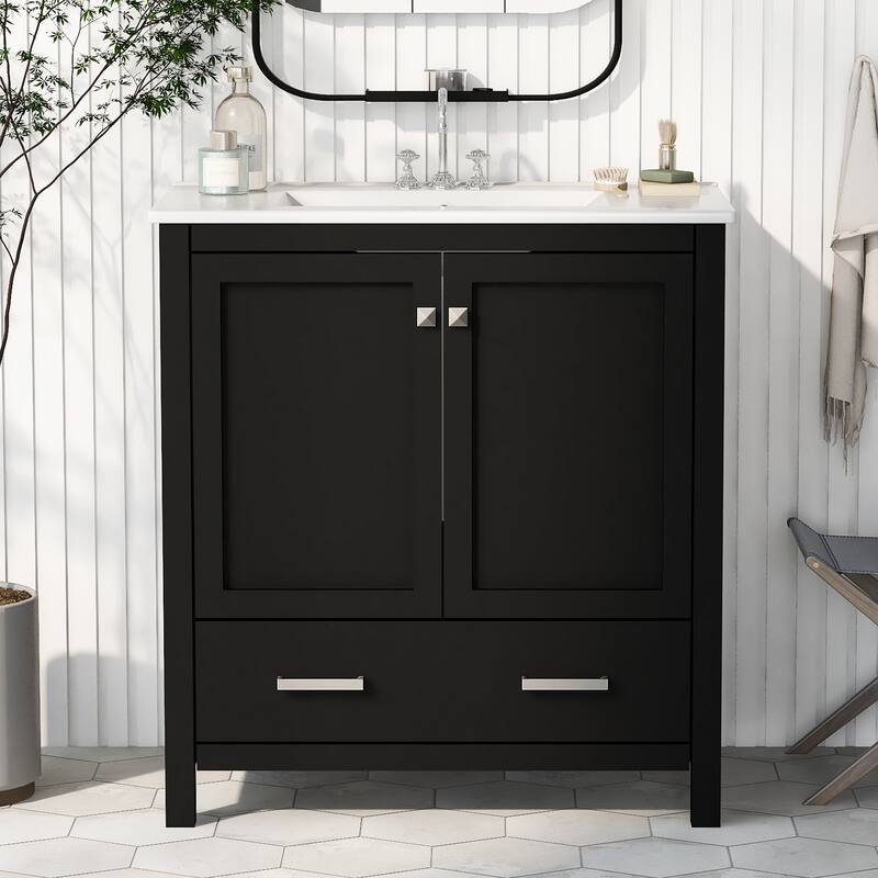 30" Bathroom Vanity with Single Sink, Combo Cabinet Undermount Sink, Storage Cabinet with 2 Doors and a Drawer, Soft Closing