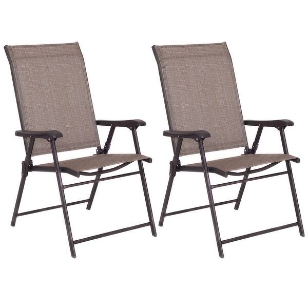 Shop Costway Set Of 2 Patio Folding Sling Chairs Furniture Camping