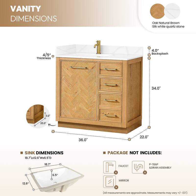 Jakarta Bath Vanity with Quartz Stone Top without Mirror