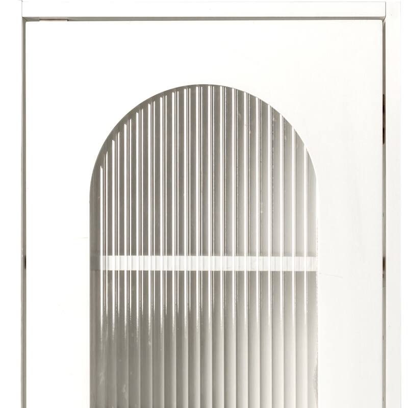 Tall Display Cabinet & Bookshelf with Glass Door - 6 Storage Shelves for Living Room, Kitchen, Bedroom, Office