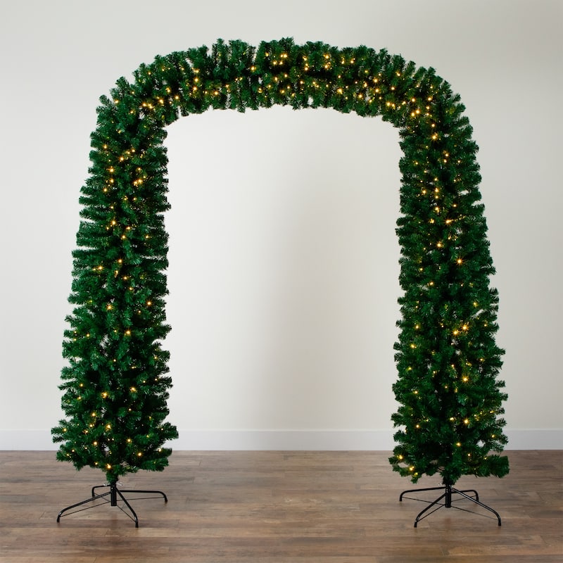 Pre-lit Pine Archway Artificial Christmas Tree - 8’ - Warm White LED Lights - 8 Foot