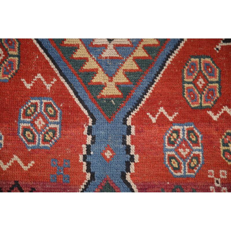Red Antique Heriz Bakhshayesh Persian Runner Rug Handmade Wool Carpet - 3'3"x 15'8"