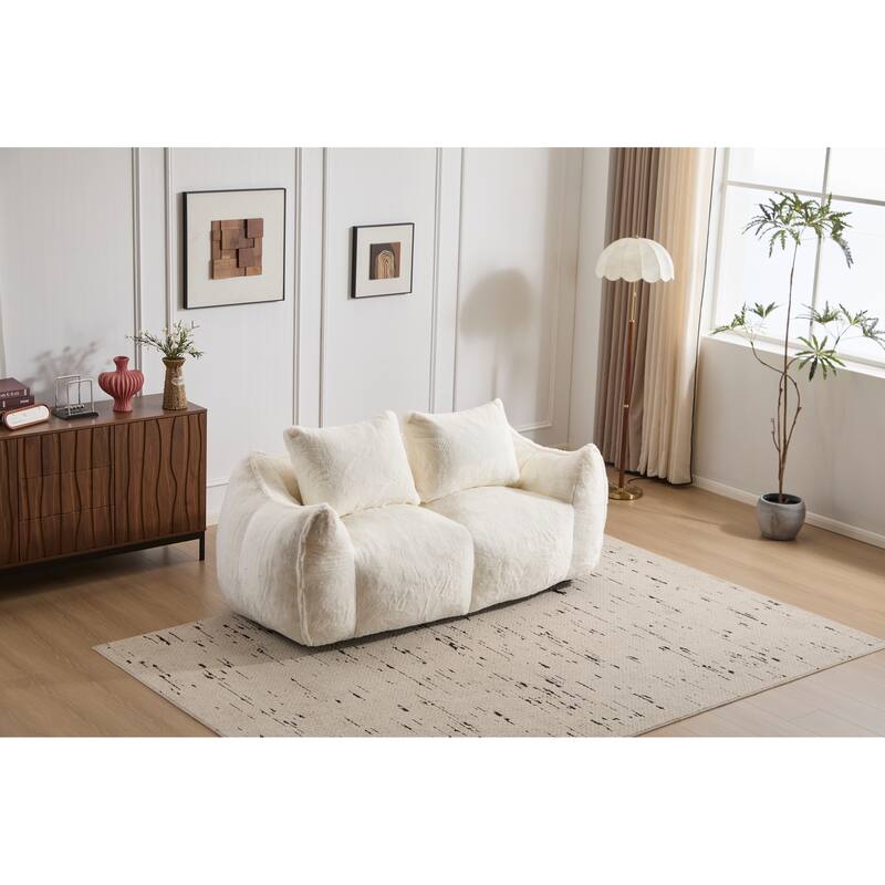 Oversized Bean Bag Sofa Reading Chair, 2-Seater Giant Bean Bag Couch with Pillows, Loveseat Chaise Lounge Sofa Chair
