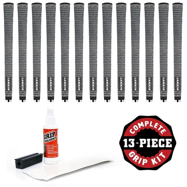 Lamkin Crossline Cord Midsize - 13 pc Golf Grip Kit (with tape, solvent, vise clamp)