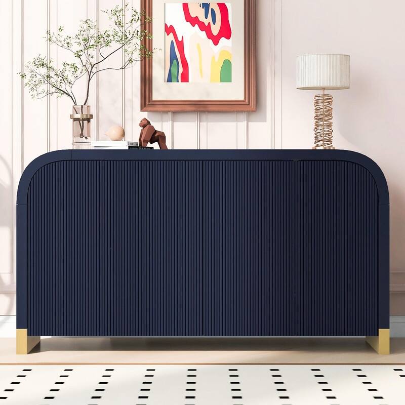 4-door Unique Wave Pattern Design Storage Cabinet