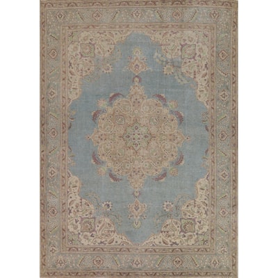 Floral Tabriz Persian Vintage Rug Oriental Handmade Wool Carpet - 9'9" x 12'7"