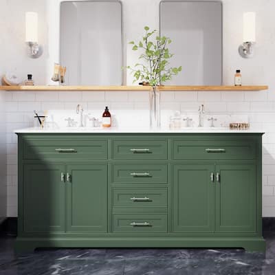 72-Inch Solid Wood Double Sink Bathroom Vanity – Modern Minimalist Design, Waterproof Finish, Soft-Close Drawers