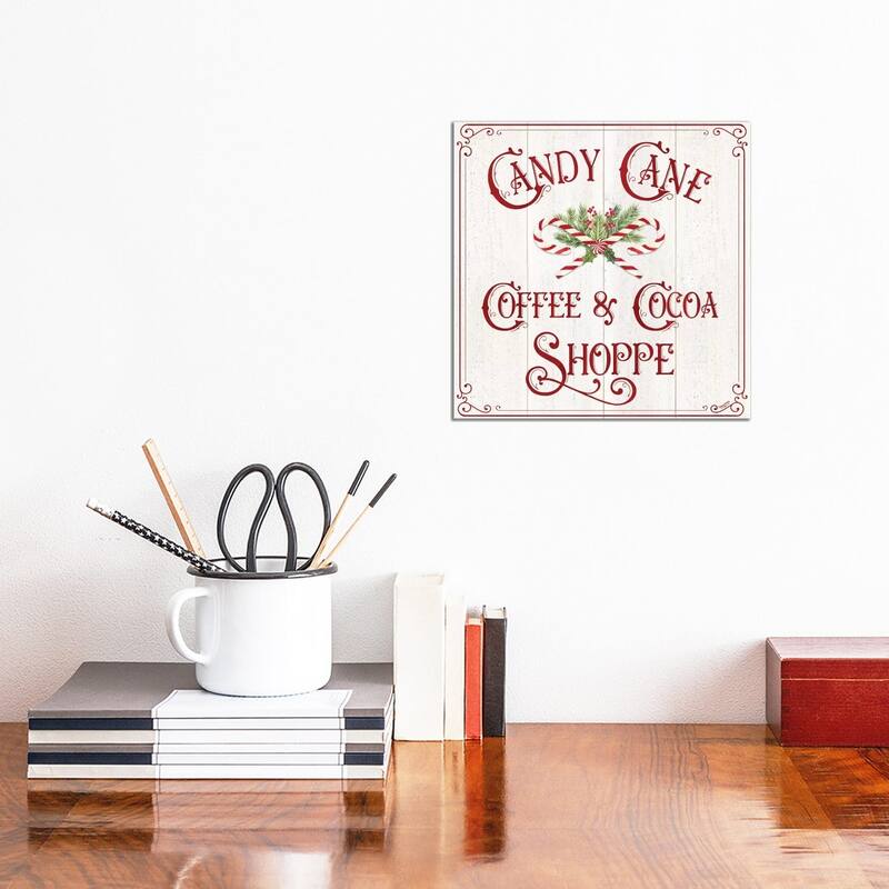 iCanvas "Vintage Christmas Signs I-Candy Cane Coffee" by Tara Reed Canvas Print - 12x12x0.75
