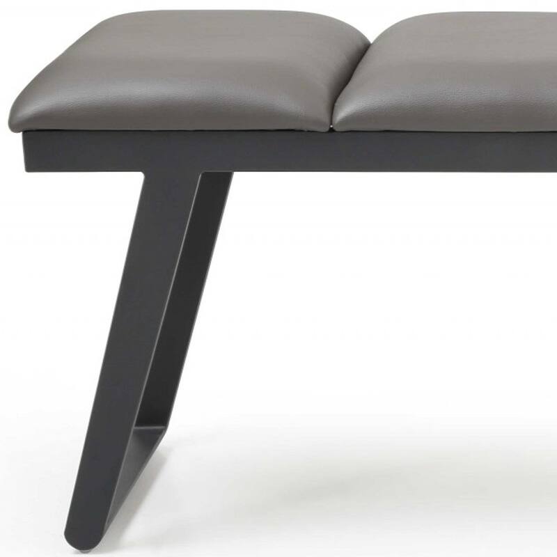 HomeRoots 57" Gray Upholstered Faux Leather Bench - 57 x 18 x 16
