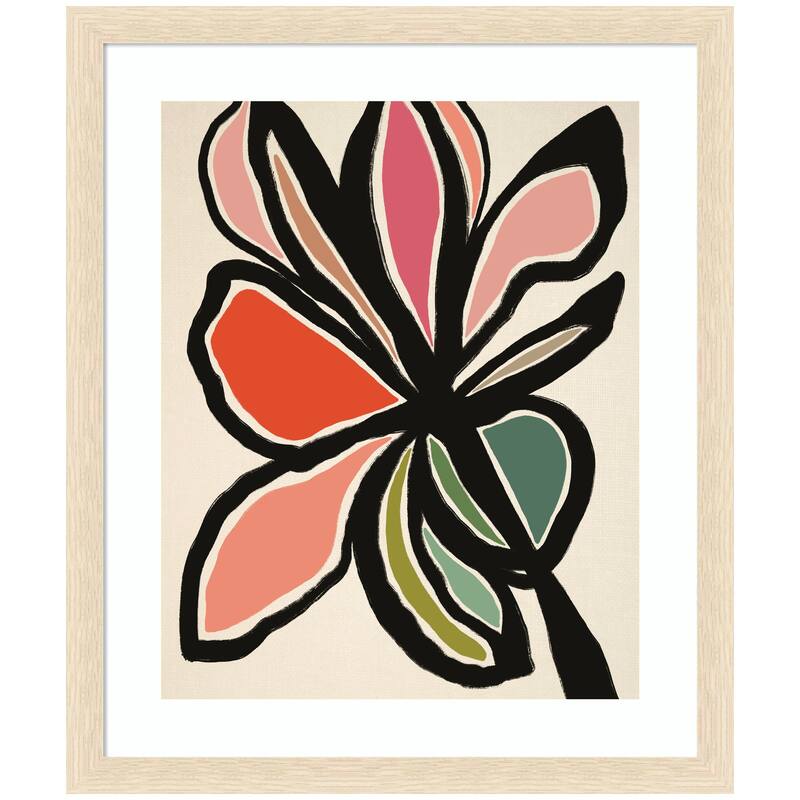 Kate and Laurel Framed Art Midnight Floral 1 by Alicia Bock - 22x26 - Natural