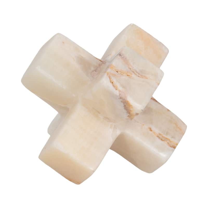 Sagebrook Home Gustavo Style Marble Onyx 4"H Jack - 4" x 4" x 4" - Marbled Ivory/beige - 4" x 4" x 4"