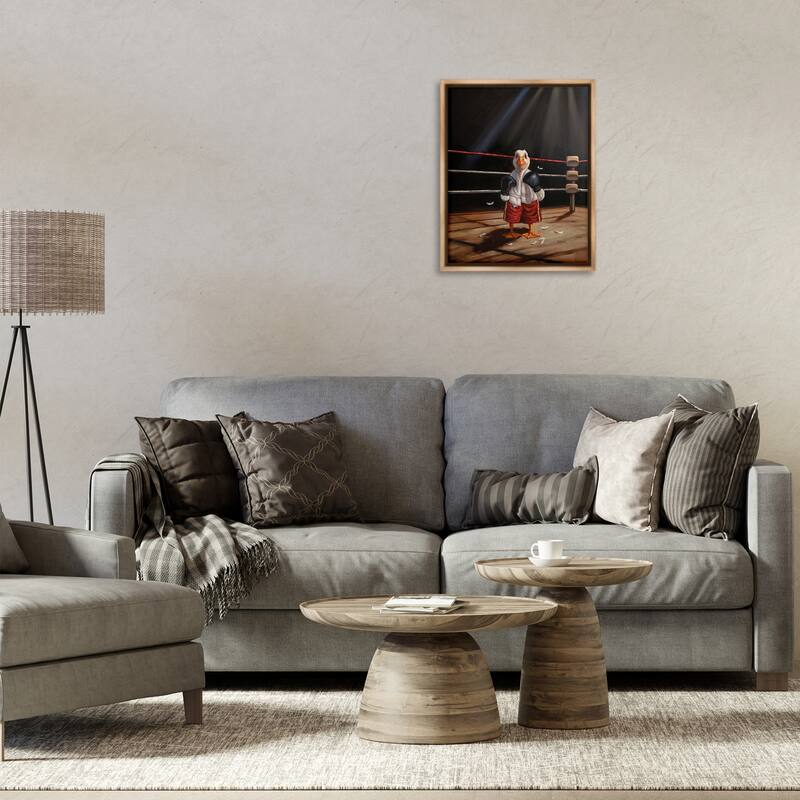 Stupell Duck in Boxing Ring Framed Floater Canvas Wall Art Design By Lucia Heffernan