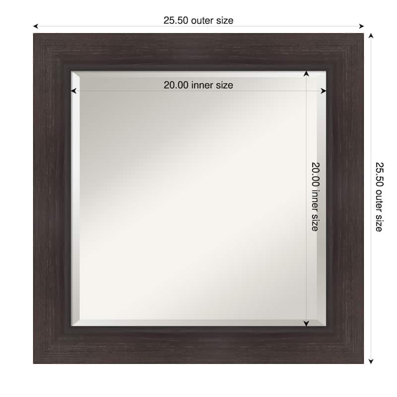 Sloped Beveled Framed Wall Mirror - 26 x 26 in - Sloped Espresso