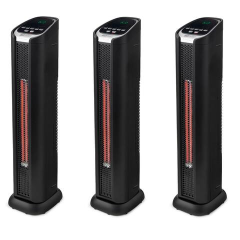 Lifesmart 2 Element Quartz Infrared Portable Tower Heater and Fan (3 Pack)