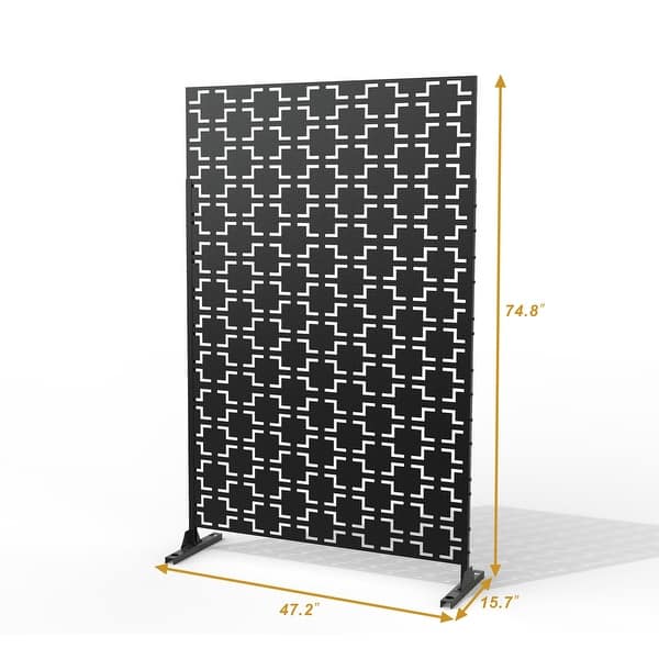 dimension image slide 4 of 14, Outdoor Privacy Screen with Stand for Patio Garden Metal Fence