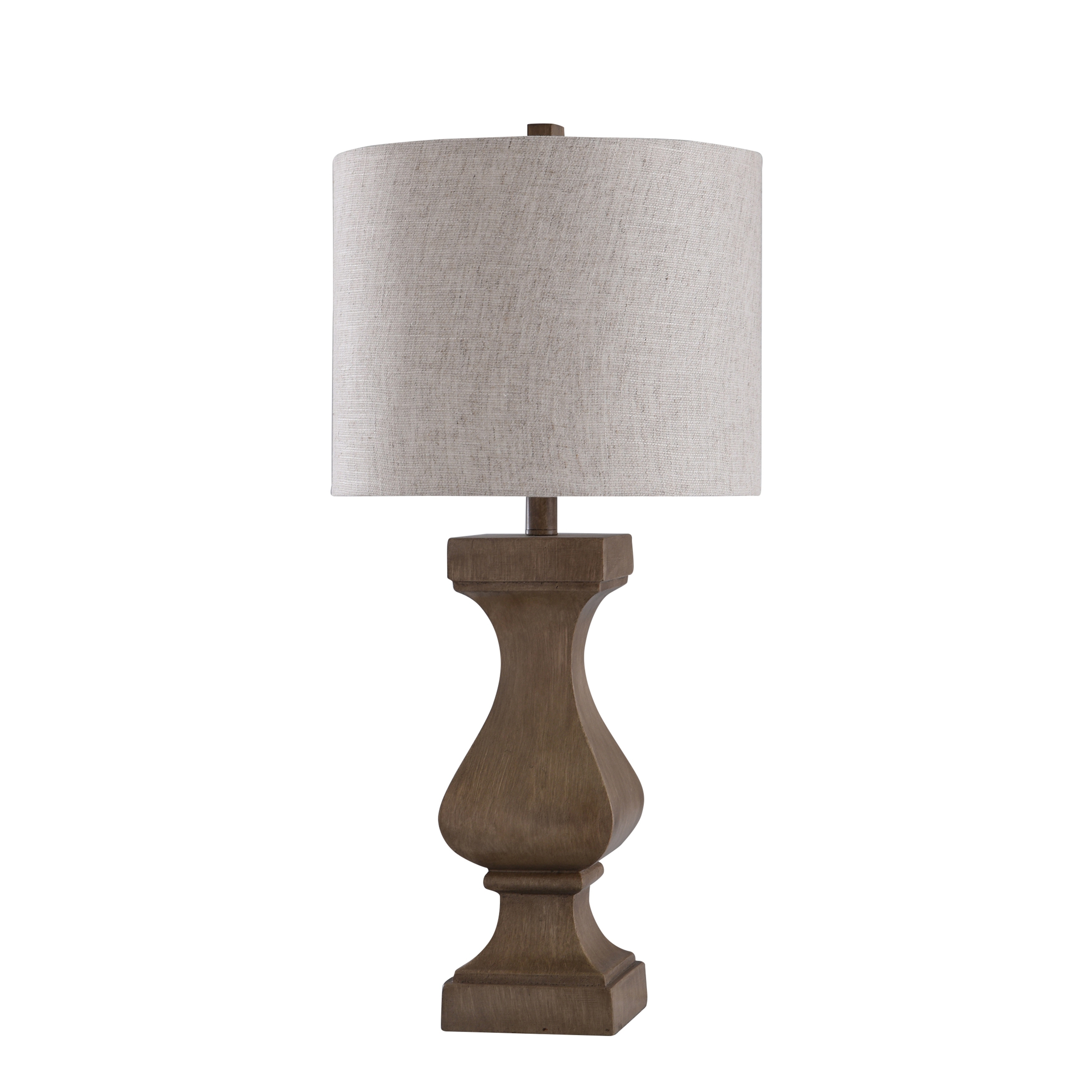 Brushed Taupe Table Lamp with Natural Fabric Drum Shade