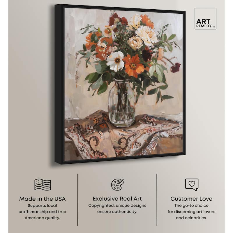 Delicate Glass Vase and Flowers Canvas by Art Remedy