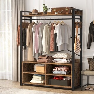 Free-standing Closet Clothing Rack, Metal Closet Organizer System with Shelves