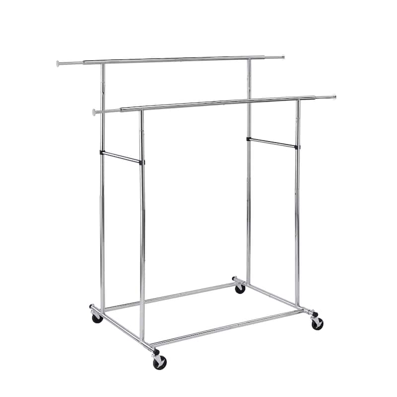 65 In. Dual Bar Adjustable Industrial Garment Rack