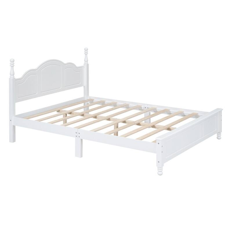 2/3/4-Pc Bedroom Sets Twin/Queen White Platform Bed w/LED/Nightstands/Ottoman/Headboard - Sherpa/High Gloss/Retro/Wood/Acrylic