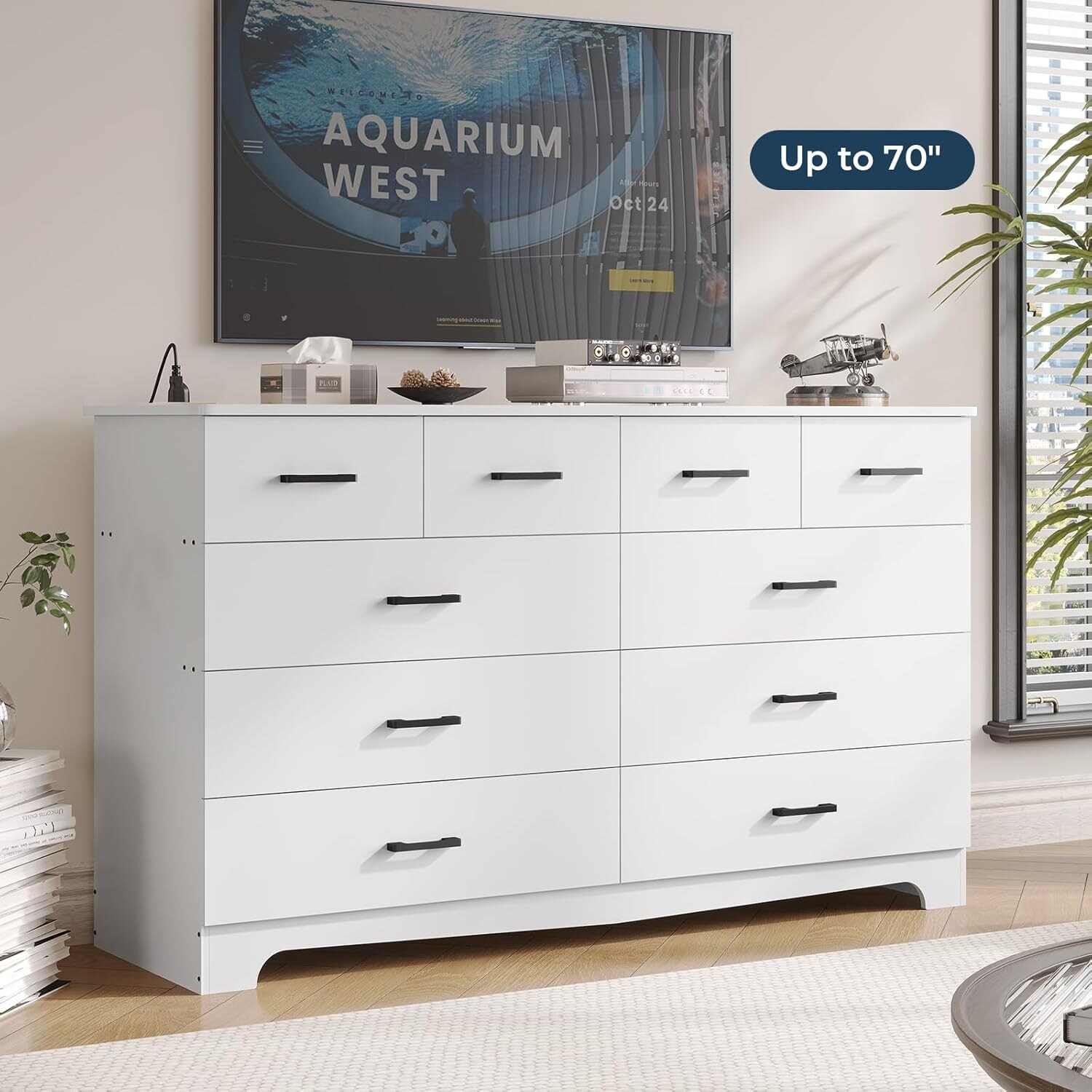 Bedroom Dresser 10 Drawers TV Stand Power Outlets Chest of Drawers On Sale Bed Bath Beyond 41280367