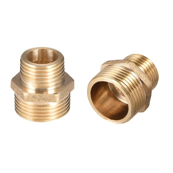 Brass Pipe Fitting Reducing Hex Nipple 1/2"x 3/4" G Male Pipe Brass Fitting 2pcs - 1/2" to 3/4" G Male 2pcs