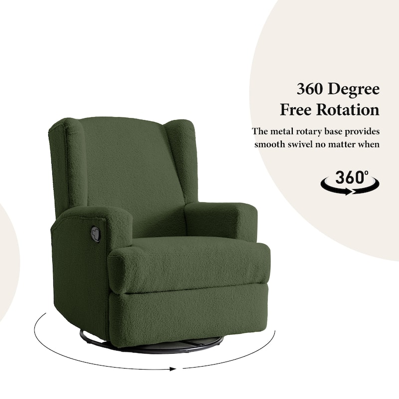 UIXE Upholstered Chenille/Boucle Swivel Glider Rocker Recliner